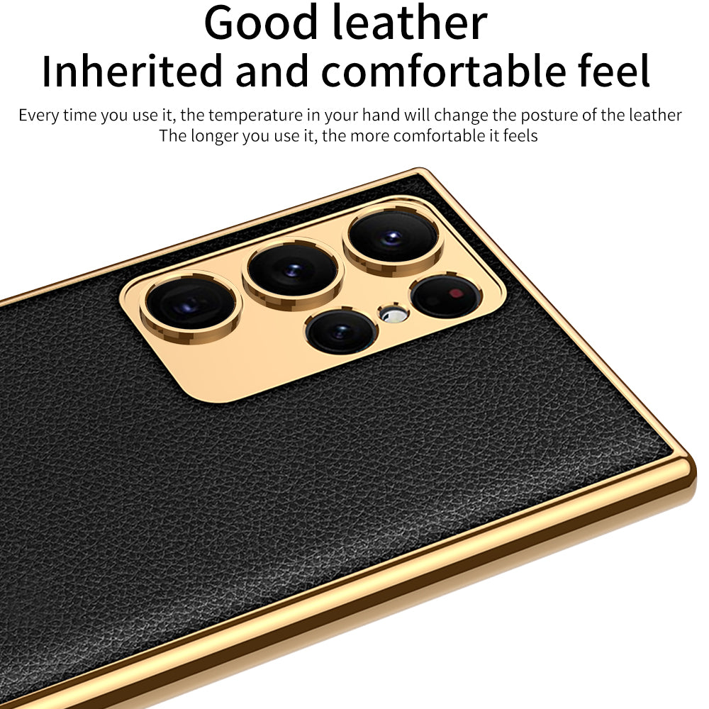 GKK For Samsung Galaxy S23 Ultra Shockproof PU Leather Coated Hard PC Phone Case Electroplating Soft TPU Frame Mobile Phone Cover GKK For Samsung Galaxy S23 Ultra Shockproof PU Leather Coated Hard PC Phone Case Electroplating Soft TPU Frame Mobile Phone Cover
